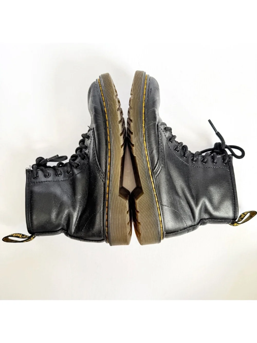 Doc Martens Kids 1460J Black Leather Side Zip Lace Up Combat Boots US2/UK1/EU33